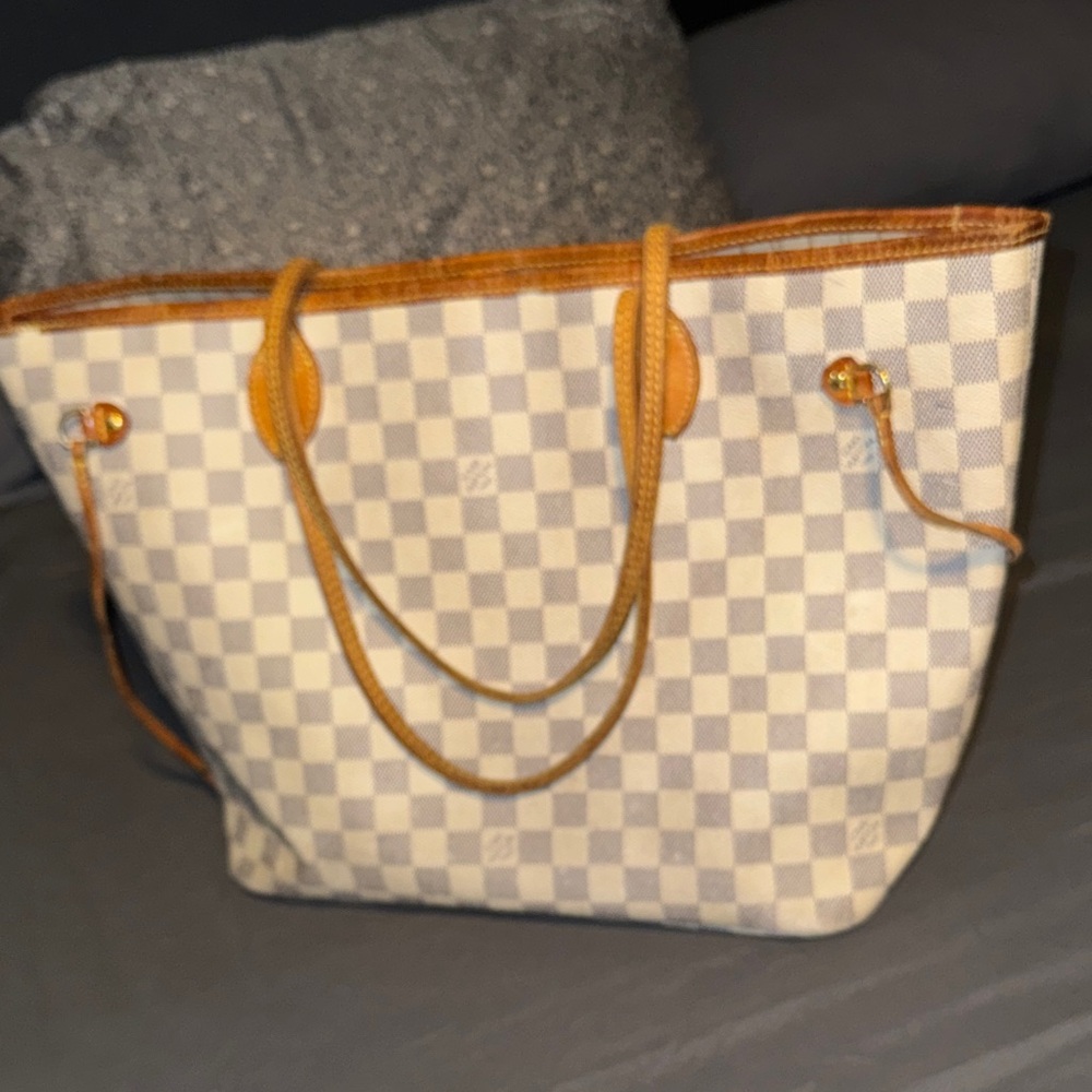 Louis Vuitton Damier Azur Tote with Tan Accents